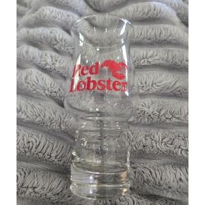 Red Lobster Souvenir Hurricane Glass Clear Red Logo Collectible Barware 7 Inch